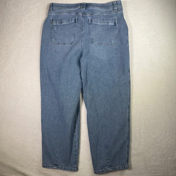 Democracy Womens Blue Denim AB Tech Crop Jeans Size 16 Relaxed Fit Casual‎ - Picture 2 of 9